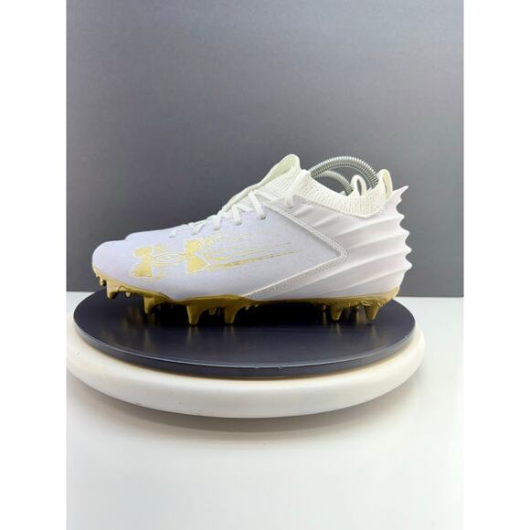 Under Armour Blur Smoke 2.0 MC Suede Mens Sz 8.5 Football Cleats White Gold NEW - Picture 1 of 8